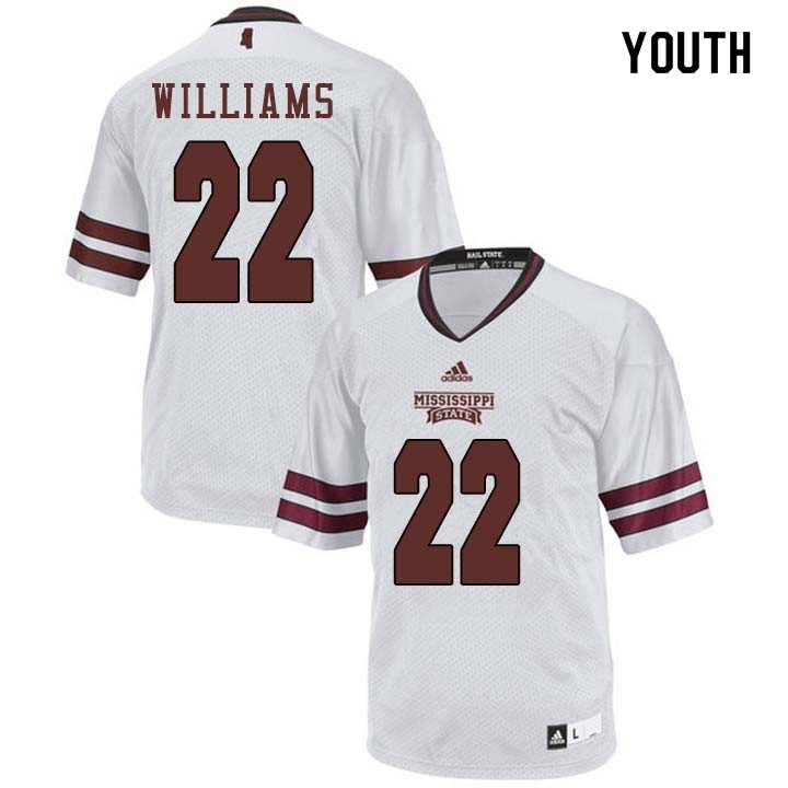 Youth #22 Aeris Williams Mississippi State Bulldogs College Football Jerseys Sale-White - Click Image to Close